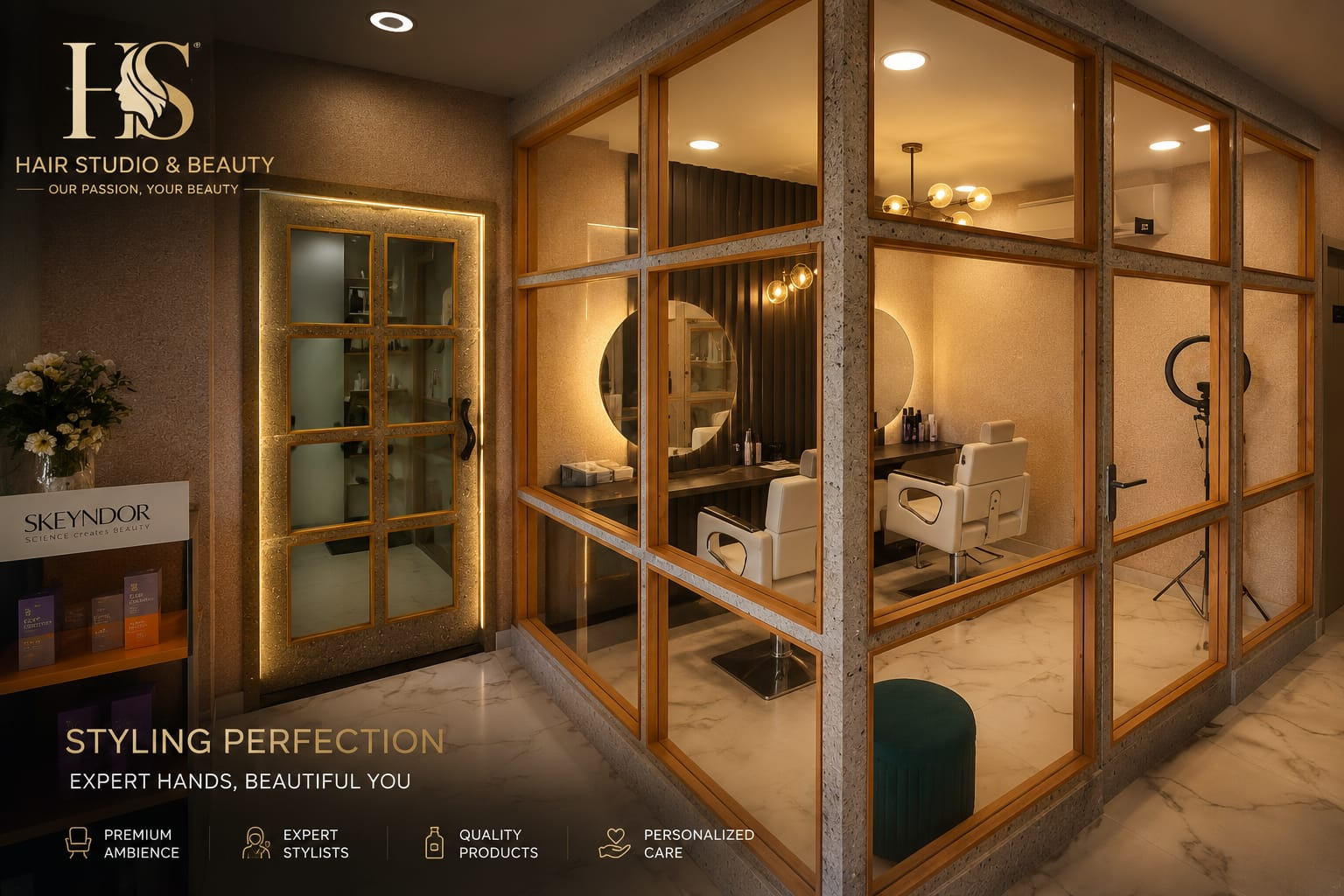 Private styling spaces at H S Hair Studio and Beauty